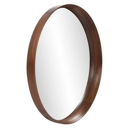 Roseto Lidia 39" Diameter Circular Framed Bathroom Mirror Wood