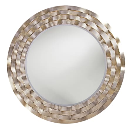 Roseto 46" Diameter Circular Framed Bathroom Mirror Silver Leaf