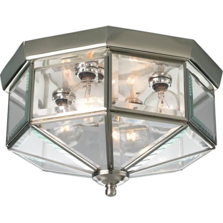 Roseto Evelyn 11" Wide 3 Light Flush Mount Outdoor Ceiling Fixture Brushed Nickel