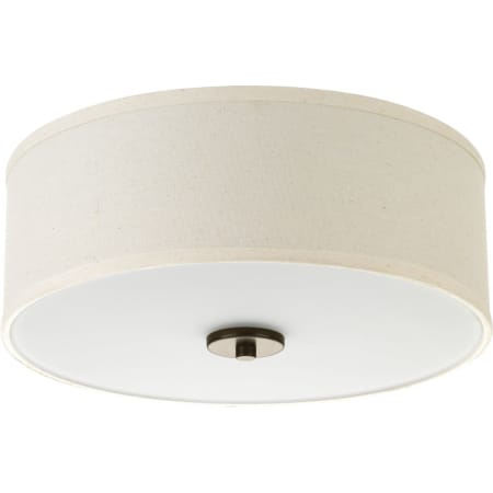 Roseto Zoe 2 Light Flush Mount Drum Ceiling Fixture with Fabric Linen Shade Antique Bronze