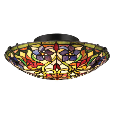 Roseto Holmes 2 Light 16" Wide Flush Mount Ceiling Fixture with Tiffany Glass Shade Vintage Bronze