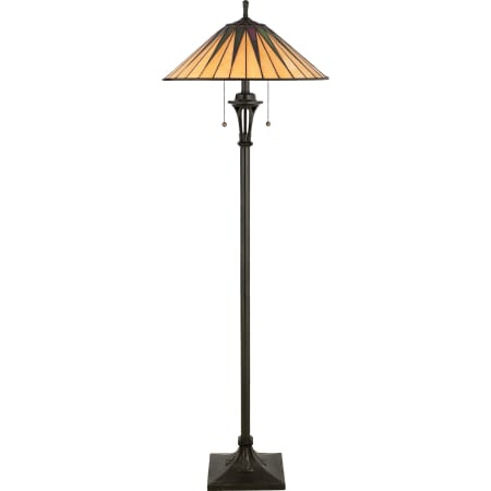 Roseto Creek 2 Light 62" Tall Floor Lamp with Tiffany Glass Shade Vintage Bronze