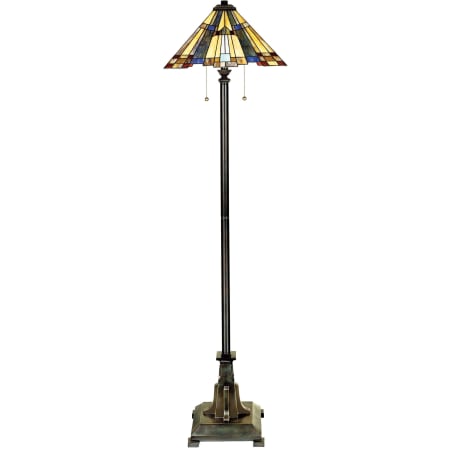 Roseto Titus 2 Light 62" Tall Floor Lamp with Tiffany Glass Shade Valiant Bronze
