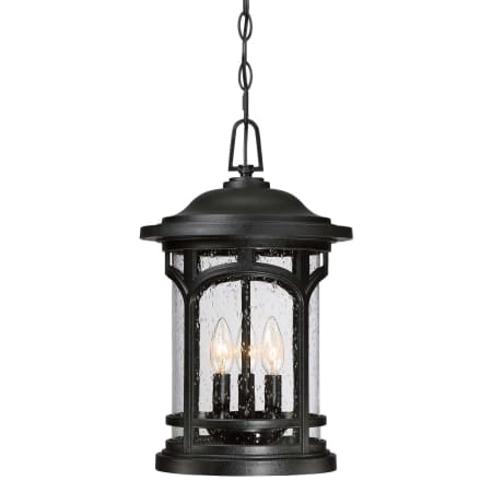 Roseto Clinton 3 Light 11" Wide Outdoor Pendant with a Glass Shade Mystic Black