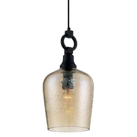 Roseto Potter Single Light 9-1/4" Wide Pendant with Smoked Hammered Glass Shade Western Bronze