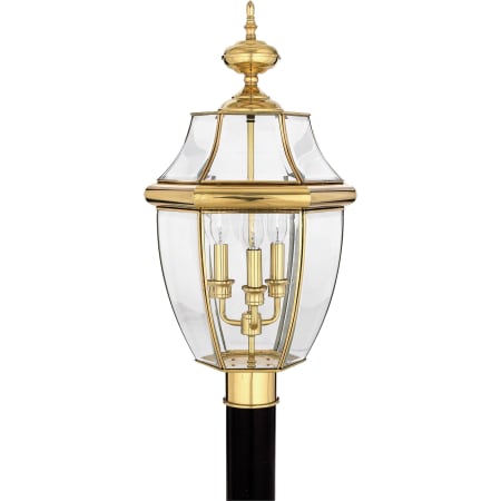 Roseto Gaines 3 Light 23" Tall Post Lantern with Clear Glass Polished Brass