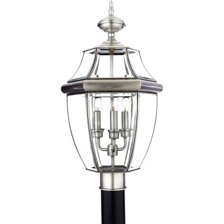 Roseto Gaines 3 Light 23" Tall Post Lantern with Clear Glass Pewter