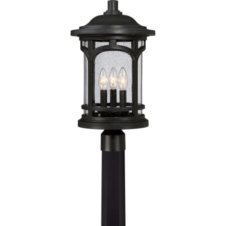 Roseto Clinton 3 Light 19" High Outdoor Single Head Post Light with a Glass Shade Mystic Black