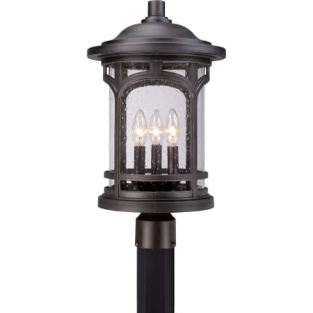 Roseto Clinton 3 Light 19" High Outdoor Single Head Post Light with a Glass Shade Palladian Bronze