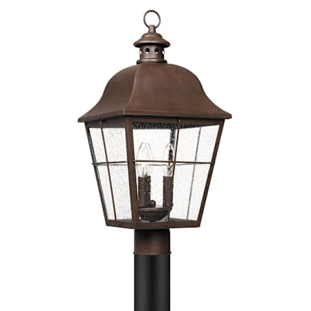 Roseto Lea 3 Light 21-1/2" Tall Outdoor Single Head Post Light with Seeded Glass Panels Copper Bronze