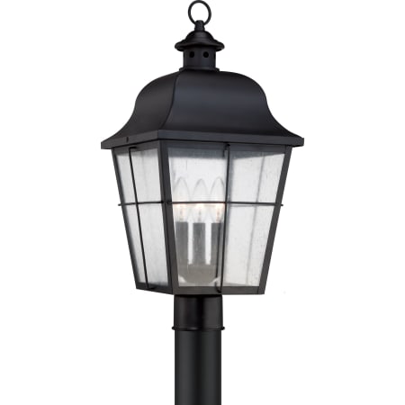 Roseto Lea 3 Light 21-1/2" Tall Outdoor Single Head Post Light with Seeded Glass Panels Mystic Black