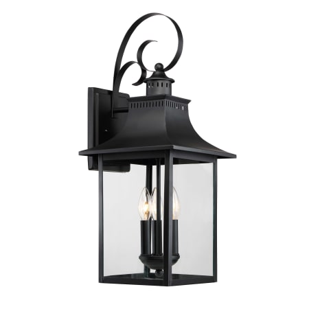 Roseto Coffey 3 Light 23-1/2" High Outdoor Wall Sconce with Clear Glass Shade Mystic Black