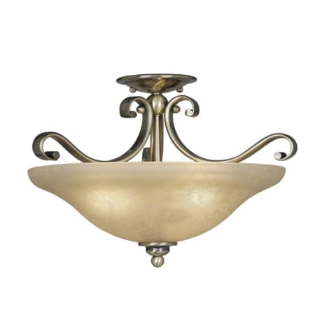 Roseto Braxton 3 Light 17" Wide Semi-Flush Bowl Ceiling Fixture Antique Brass