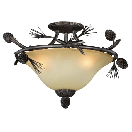 Roseto Michael 3 Light 18" Wide Semi-Flush Ceiling Fixture Black Walnut