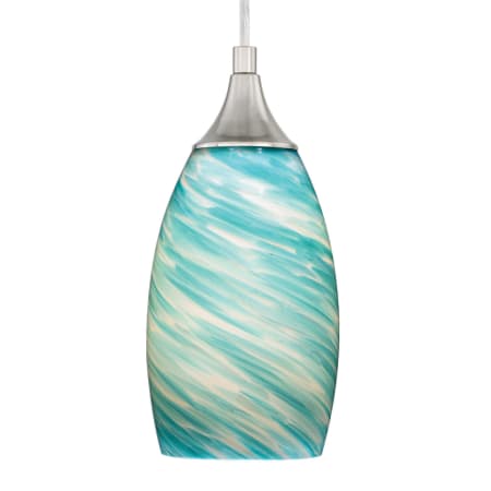 Roseto Christopher 1 Light Mini Pendant with Celeste Wave Glass Satin Nickel