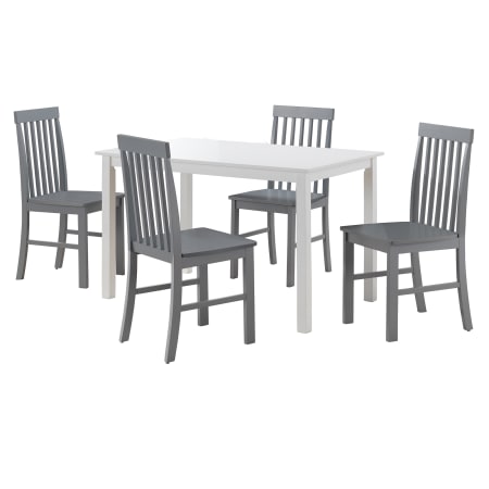Roseto Dixon 5 Piece Wood Framed Modern Dining Set White / Gray