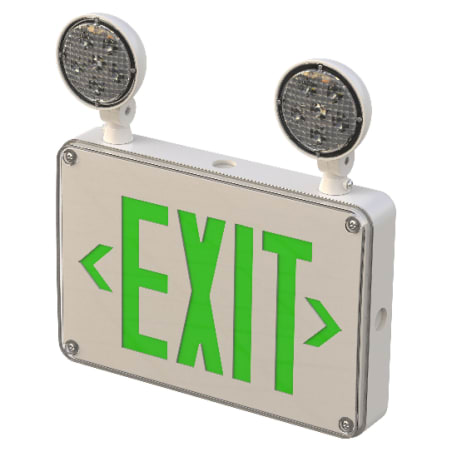 RP Lighting and Fans Albertson 13" Two-Head Green LED Combo Exit Emergency Light with Adjustable Lens White / Green