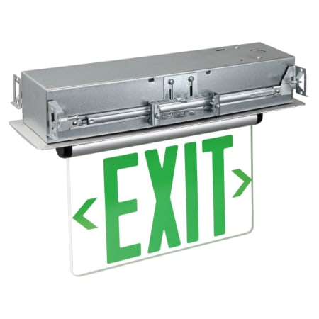 RP Lighting and Fans 14" LED Recessed Double-Face Exit Sign with Brushed Aluminum Housing Brushed Aluminum / Green