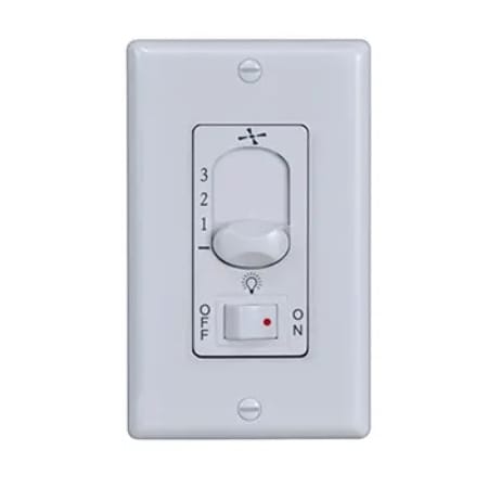 RP Lighting and Fans 3 Speed Single Slide Wall Control with On / Off Light Control White