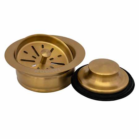 Ruvati Garbage Disposal Flange with Basket Strainer and Stopper Gold