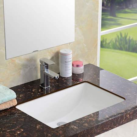 Ruvati Krona 23-1/4" Rectangular Porcelain Undermount Bathroom Sink with Overflow White