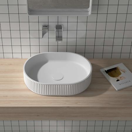 Ruvati Cordona 19" Oval EpiStone Solid Surface Vessel Bathroom Sink Matte White
