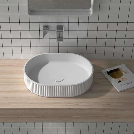 Ruvati Cordona 22-3/4" Oval Solid Surface Vessel Bathroom Sink Matte White