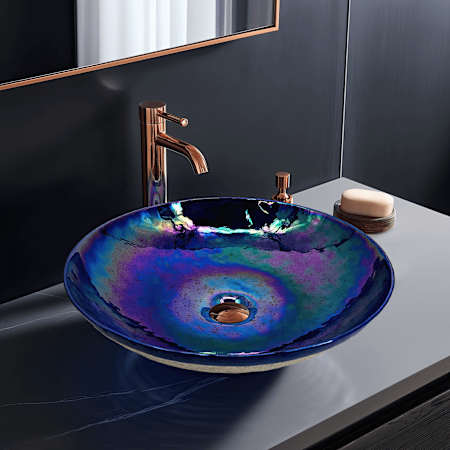 Ruvati Murano 16-1/8" Specialty Glass Vessel Bathroom Sink Celestial Blue