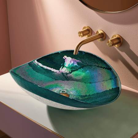 Ruvati Murano 18-1/2" Specialty Glass Vessel Bathroom Sink from Handmade Glass Seafoam Green