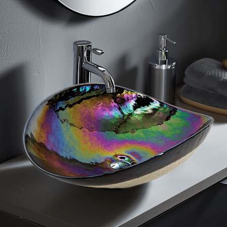 Ruvati Murano 18-1/2" Specialty Glass Vessel Bathroom Sink with Gradient Design Chestnut Brown