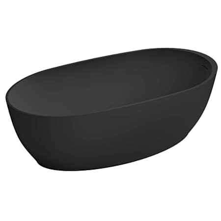 Ruvati Canali 59" Free Standing EpiStone Solid Surface Soaking Tub with Right Drain, Drain Assembly, and Overflow Matte Black