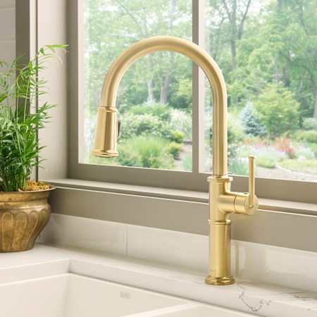 Ruvati Idris 1.8 GPM Single Hole Kitchen Faucet Brushed Gold