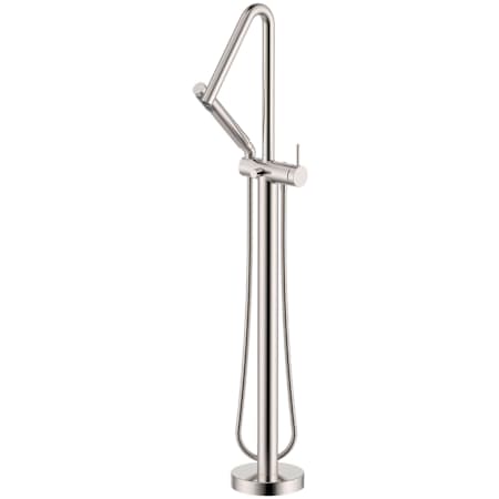 Ruvati Livia Floor Mounted Tub Filler with Built-In Diverter - Includes Hand Shower Brushed Nickel