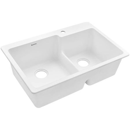 Ruvati epiGranite 33" Drop In Double Basin Granite Composite Kitchen Sink Arctic White