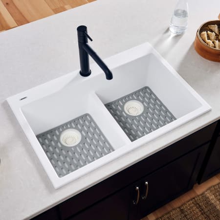 Ruvati epiGranite 33" Drop-In Double Basin Granite Composite Kitchen Sink Arctic White