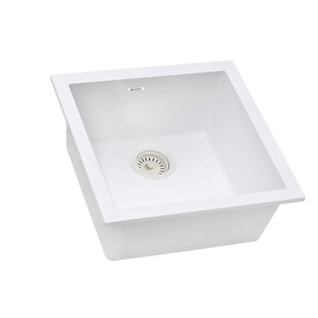 Ruvati epiGranite 17-5/16" Undermount Single Basin Granite Composite Bar Sink with Basket Strainer Arctic White
