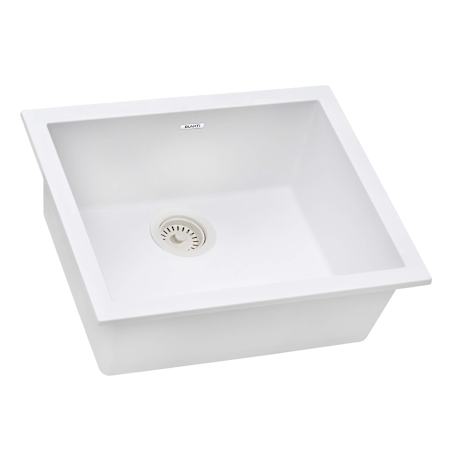 Ruvati epiGranite 22-7/8" Undermount Single Basin Granite Composite Kitchen Sink with Basket Strainer Arctic White