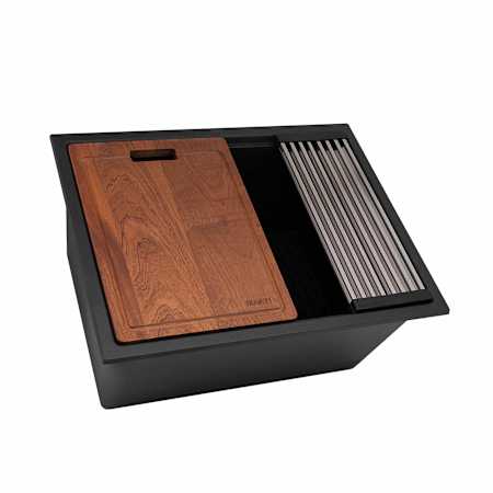 Ruvati epiRock 25" Undermount Single Basin Granite Composite Utility Sink Charcoal Black