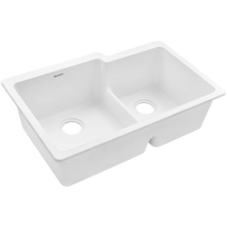Ruvati epiGranite 33" Undermount Double Basin Granite Composite Kitchen Sink Arctic White