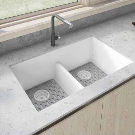 Ruvati epiGranite 33" Undermount Double Basin Granite Composite Kitchen Sink Arctic White