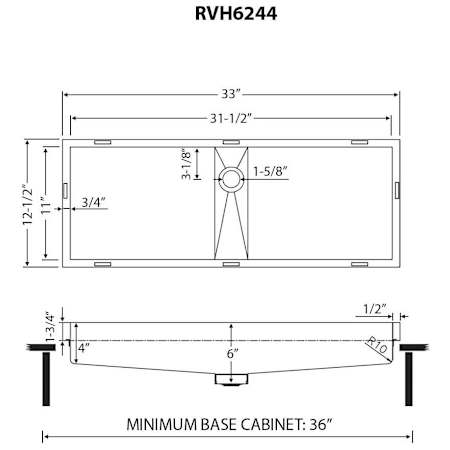 Ruvati Ariaso 33" Rectangular Stainless Steel Drop In Bathroom Sink with Overflow Stainless Steel