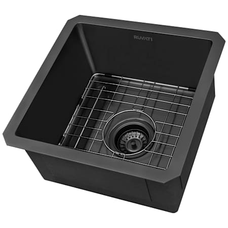 Ruvati Terraza 15" Undermount Single Basin Stainless Steel Bar Sink with Basket Strainer Gunmetal Black