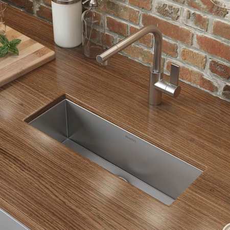 Ruvati Nesta 23" Undermount Single Basin Stainless Steel Kitchen Sink with Basin Rack and Basket Strainer Stainless Steel