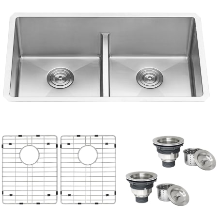 Ruvati Gravena 32" Undermount Double Basin 16 Gauge Stainless Steel Kitchen Sink with 2 Basin Racks and 2 Basket Strainers Stainless Steel