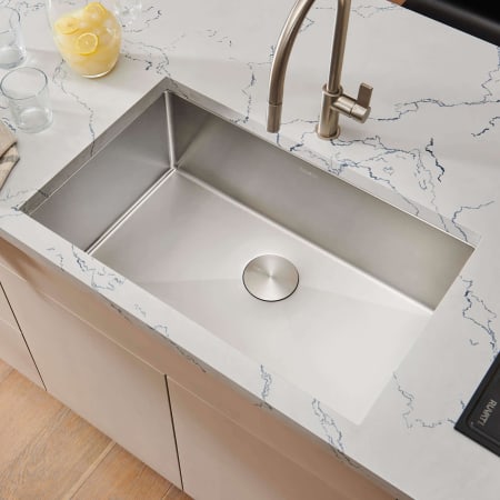 Ruvati Gravena 35" Undermount Single Basin Stainless Steel Kitchen Sink with Basin Rack and Basket Strainer Stainless Steel