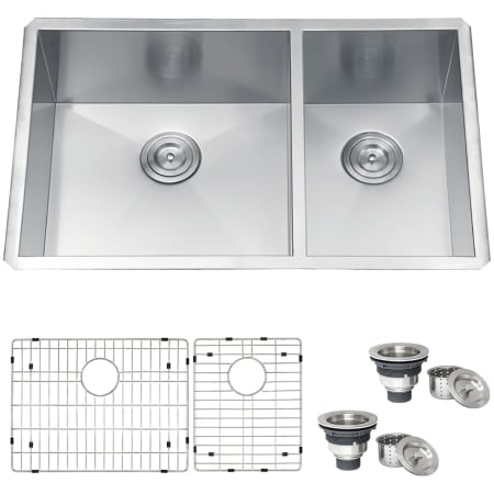 Ruvati Nesta 32" Undermount Double Basin 16 Gauge Stainless Steel Kitchen Sink with 2 Basin Racks and 2 Basket Strainers Stainless Steel