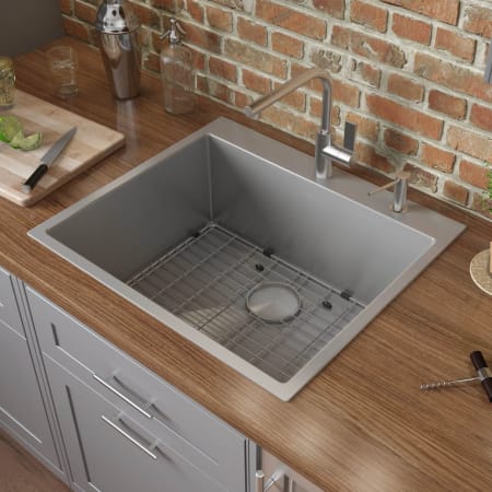 Ruvati Tirana Pro 24" Drop In Single Basin Stainless Steel Kitchen Sink with Basket Strainer Stainless Steel
