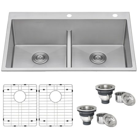 Ruvati Tirana 33" Drop In Double Basin Stainless Steel Kitchen Sink Stainless Steel