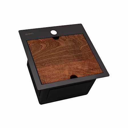 Ruvati Giana 15" Drop In Single Basin Stainless Steel Kitchen Sink with Basin Rack, Basket Strainer, Colander and Cutting Board Gunmetal Black