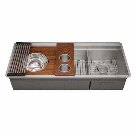Ruvati Dual-Tier 45" Undermount Double Basin Stainless Steel Kitchen Sink with Basket Strainer, Colander and Cutting Board Stainless Steel